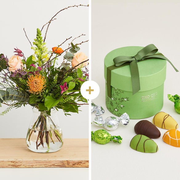 Den unikke påskehilsen med forårsæske med chokolade